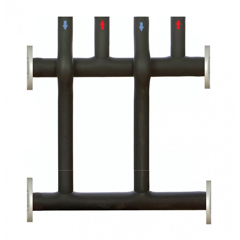 Elterm Kolektor 2 drogowy do sprzęgieł hydraulicznych 4'' 700kW kołnierz PN16 - obwody 5/4'', ocieplony kod 562700