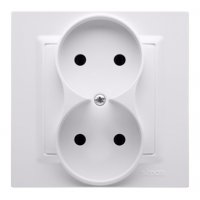 KONTAKT SIMON 10 Gniazdo podwójne bez uziemienia, kompletne, białe KOD CG2/11