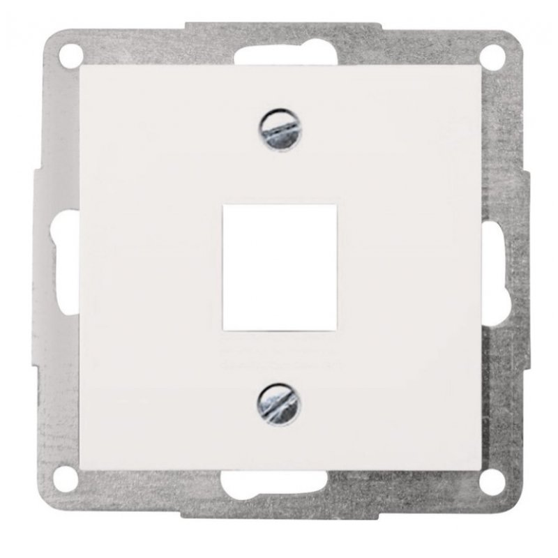 HAGER, Polo.fiorena, Płytka czołowa z ramką szkielet. do poj. gniazda telef. lub komp., keystone jack, biały Kod 22007802