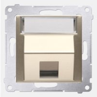 Kontakt Simon, Simon 54, Pokrywa gniazd teleinformatycznych na Keystone skośna pojedyncza z polem opisowym, złoty mat, metalizowany Kod DKP1S.01/44