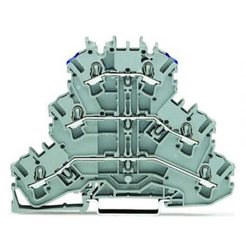 WAGO TOPJOB S  złączka trzypiętrowa, L/L/N, bez podstawki oznacznika, na szyne TS, szara Kod 2002-3203
