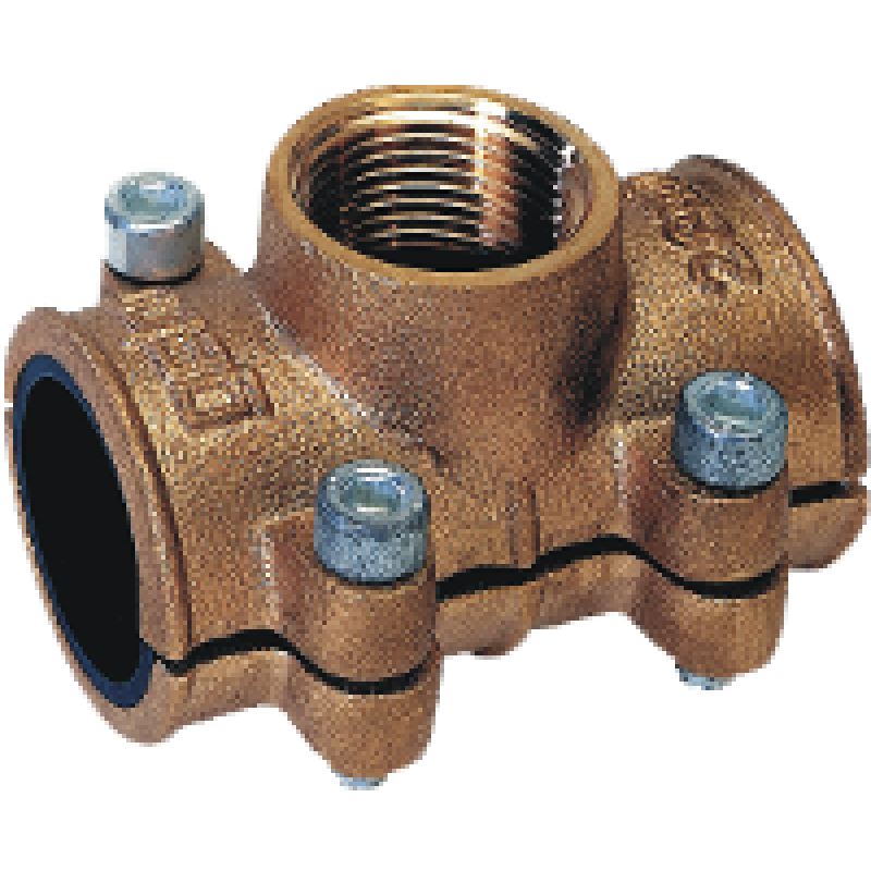 Gebo Brass MB Dwudzielna mosiężna obejma remontowo - naprawcza z odejściem z GW 1/2 cala do rury fi 18 mm, kod: 04.621.60.1801