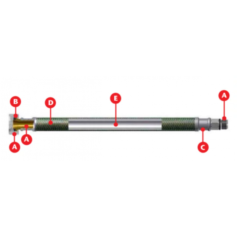 TUCAI TAQ Wąż do wody baterii w oplocie stalowym, WW-3/4 x 1/2, długość 60 cm KOD 4743 