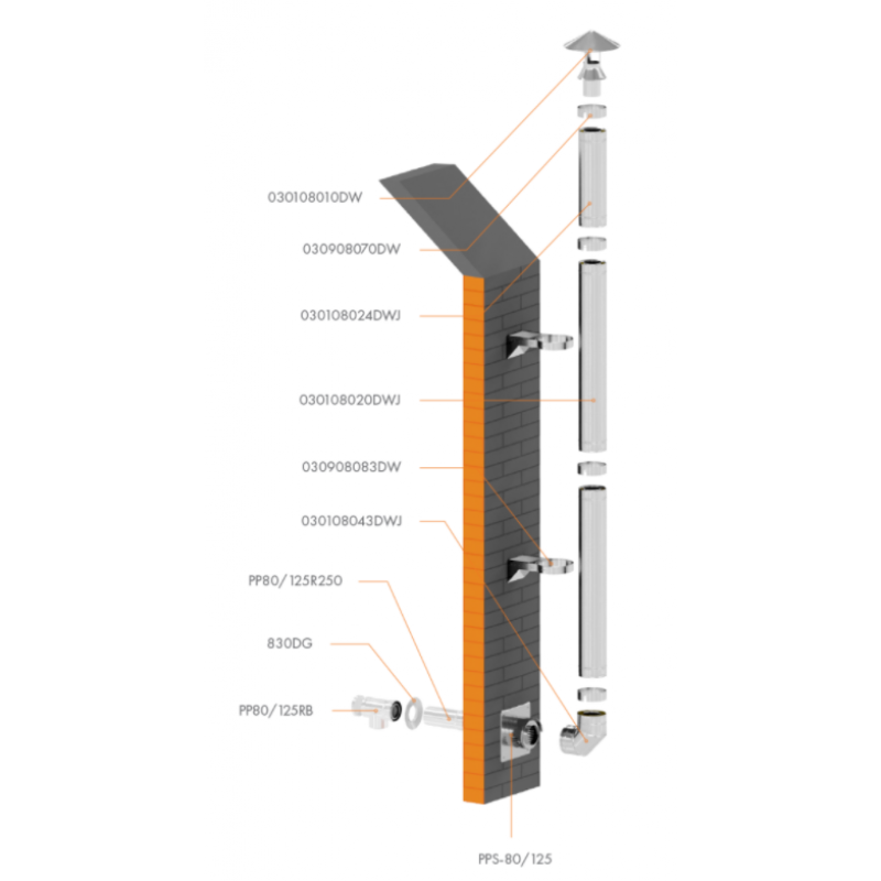 Ricom DW316L Obejma stalowa murowa płaska, średnica 100 mm KOD 030910086DW 