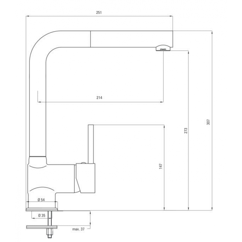 Deante ASTER Bateria zlewozmywakowa, stojąca, z wyciąganą wylewką, czarny/chrom KOD BCA_B730 
