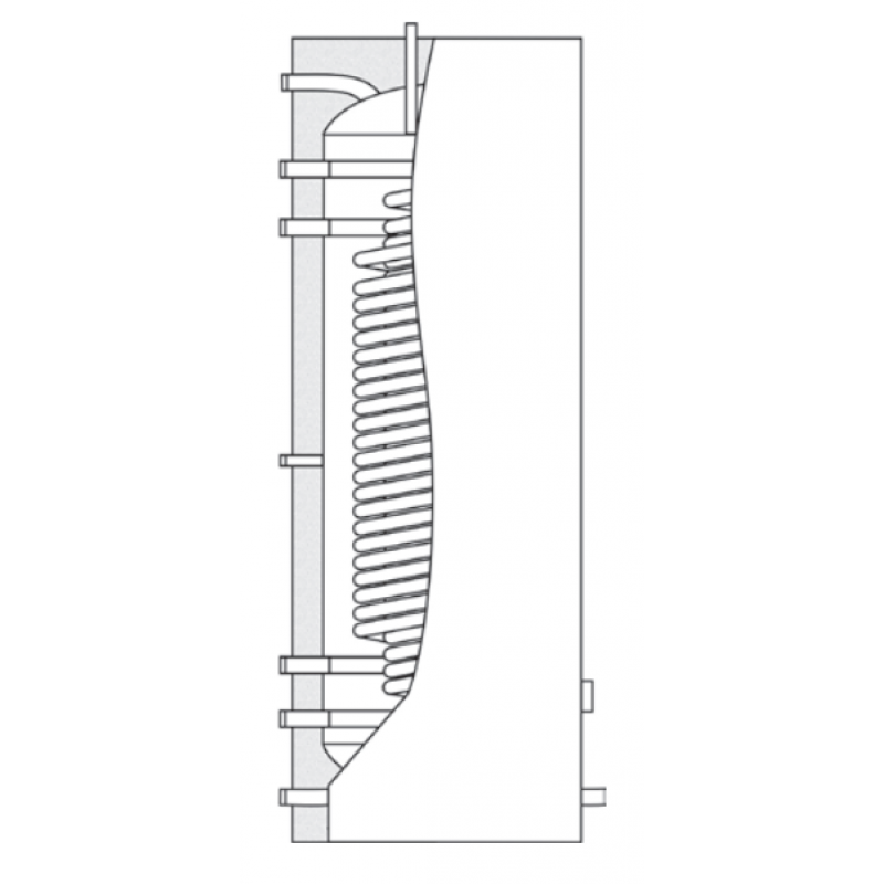 Termica 500 L Wymiennik z 2 wężownicami do pomp ciepła, ze stali nierdzewnej Kod W2W500PC 