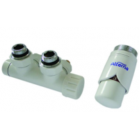 Alterna IRIS Zestaw dekoracyjny grzejnikowy, wersja kątowa lewa DUO-PLEX, złączka do rury Cu + głowica termostatyczna Kod ALTN-914302 