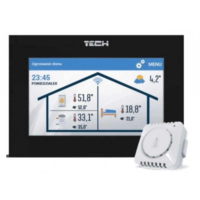 Tech ST-2801 WIFI CZARNY Regulator Wi-Fi pokojowy z komunikacją OpenTherm, kolor czarny kod WG.11.0349
