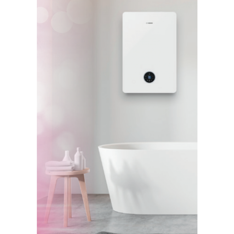 Bosch Condens 5700iWT 24/42 pakiet kocioł dwufunkcyjny z wbudowanym zasobnikiem 42l, regulato CW400, moduł K30RF , zestaw kominowy do szachtu KOD 8734100827 