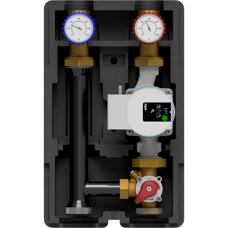 Womix SMT 125 Grupa mieszająco-pompowa DN 25 (1") z izolacją, z pompą Wilo Yonos Para 25/6 z zaworem obrotowym kod 616084