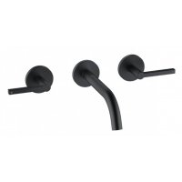 KLUDI NOVA FONTE Puristic ścienna bateria umywalkowa wylewka 180 mm uchwyty proste kolor czarny mat kod 201443915