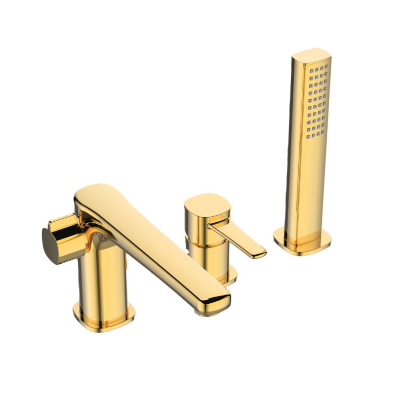 Invena Bateria wannowa 3-otworowa Glamour złoty Kod: BW-02-S09-V