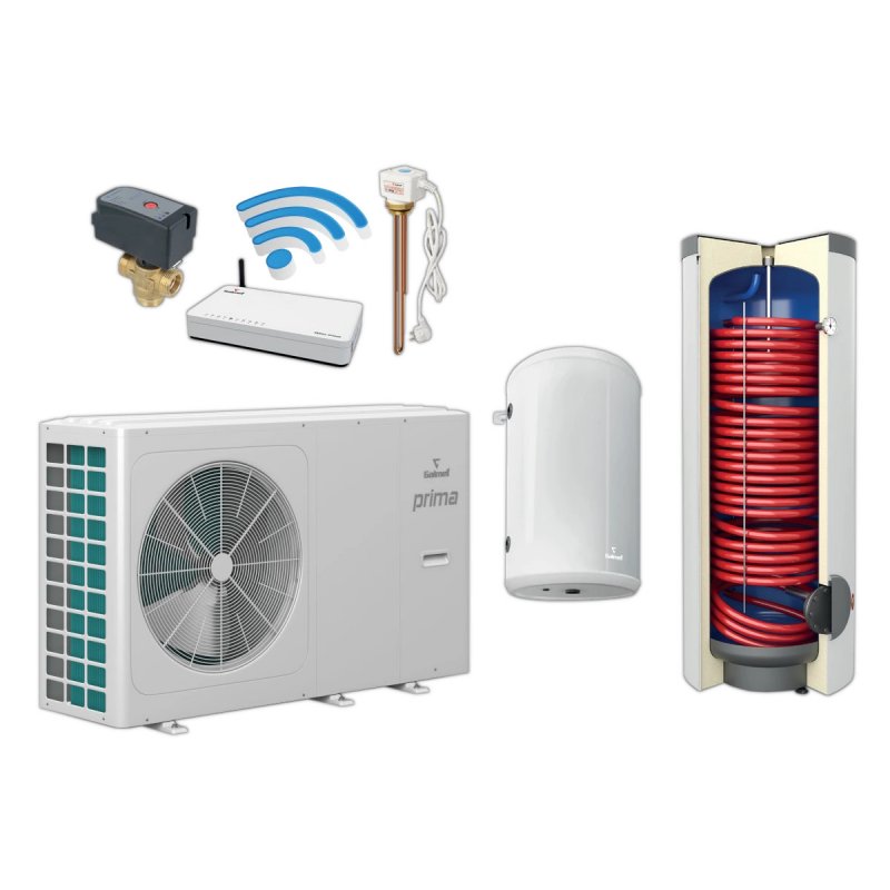 Galmet Zestaw pompa ciepła Prima 3F 12GT monoblok + wymiennik SGW(S) 300 + bufor SG(B) 60 + centrala Sinum + dodatki Kod SG-000054S