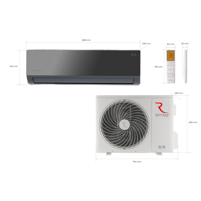 Rotenso Elis E35Xi+EO35Xo Zestaw klimatyzator o mocy 3,5 kW jednostka wewnętrzna + jednostka zewnętrzna, WIFI Kod E35Xi+EO35Xo 